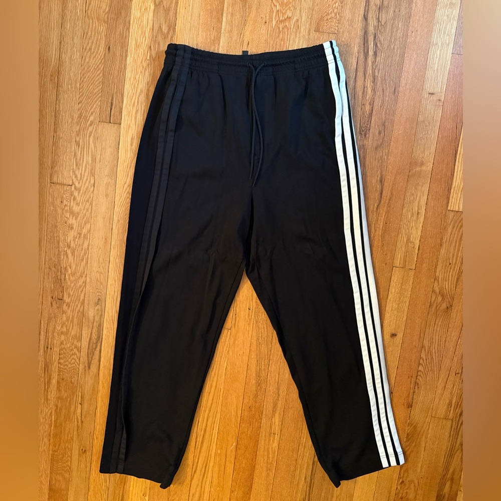 Y-3 Black and White Sweatpants with Iconic Stripes